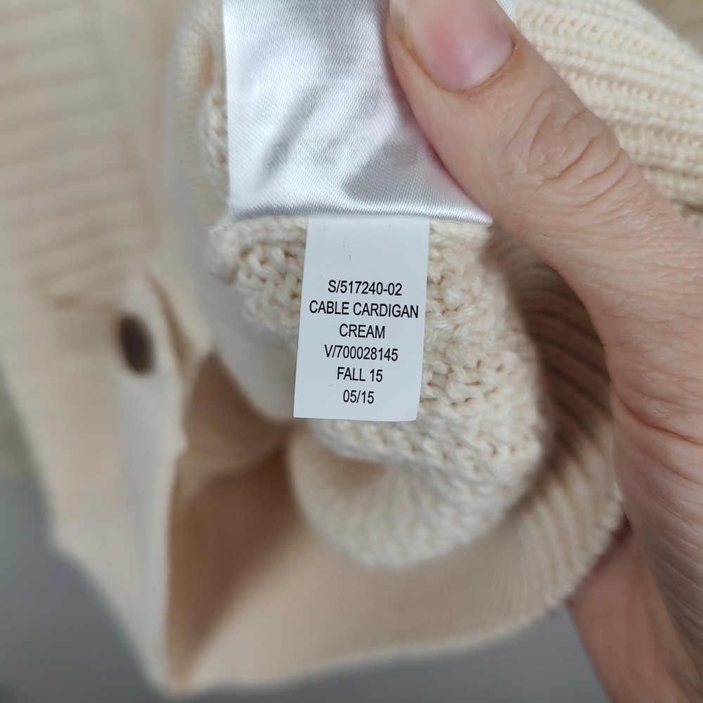 Vintage Gap Cable Knit Cardigan Sweater Womens Small Cream Cotton Wool Preppy - Picture 7 of 8
